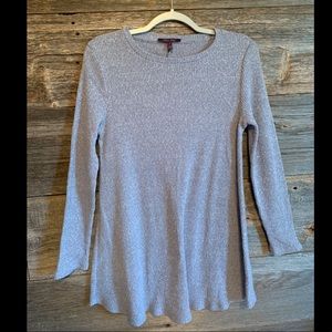 Gray/Blue Knit Shirt Dress, Long Sleeve